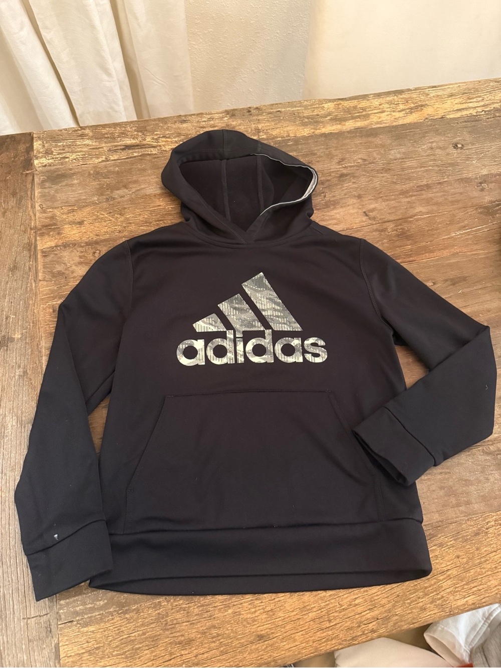 adidas Black Hoodie with Metallic Silver Logo